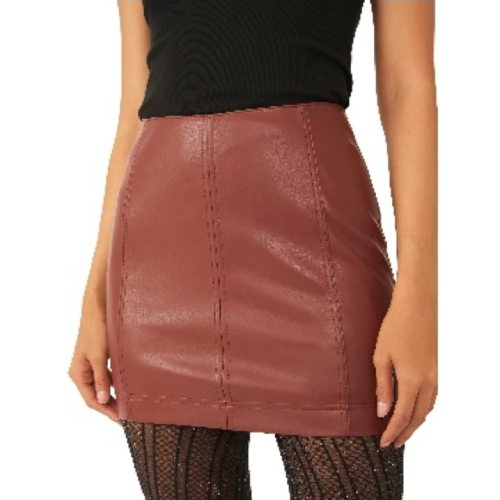 Free People Modern Femme Faux
Leather Miniskirt 
Size 2 
DOUBLE DARE (color)